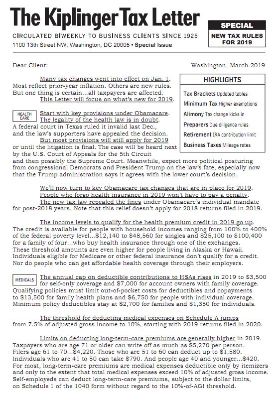 Kiplinger Tax Letter
